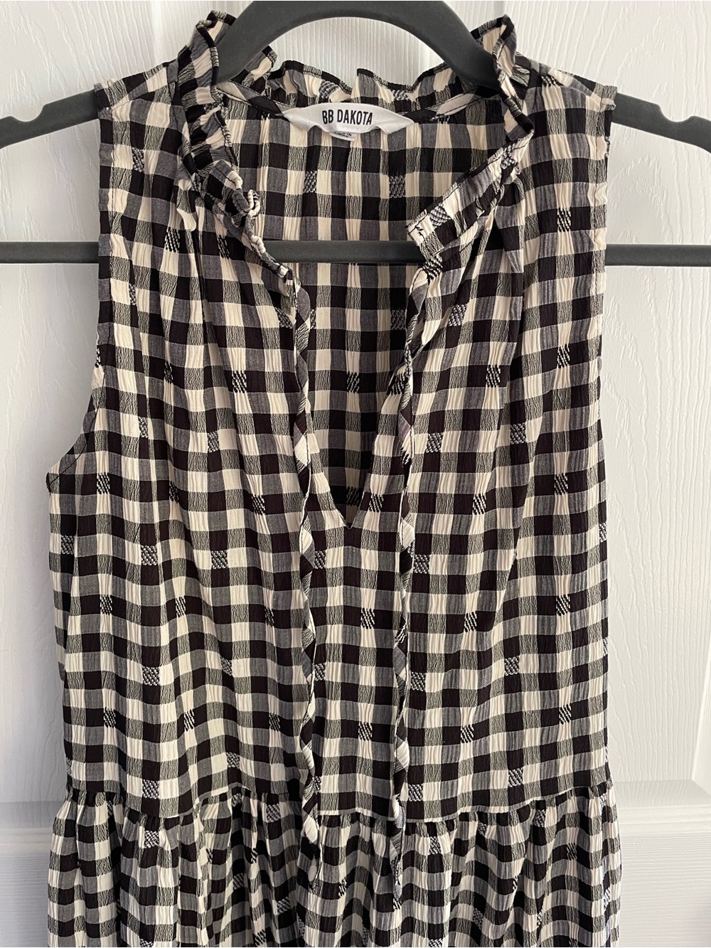 BB Dakota Black and White Gingham Sleeveless Midi Dress Medium - Picture 2 of 3